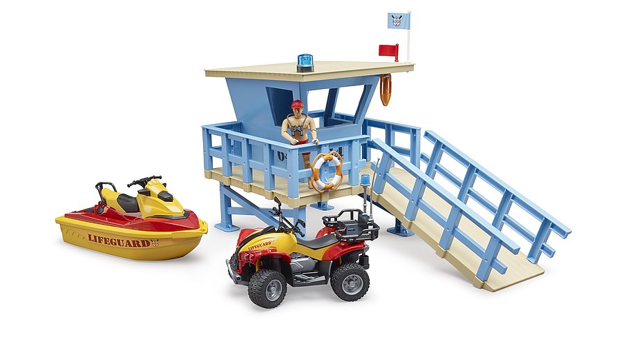 62780 - bworld lifeguard station with quad bike and personal water craft